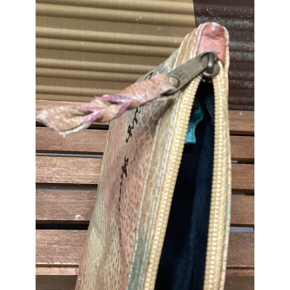 Signed Emily Ann Of Boca Raton Hand Painted Leather Make Up Pouch Wallet Clutch - Picture 14 of 15